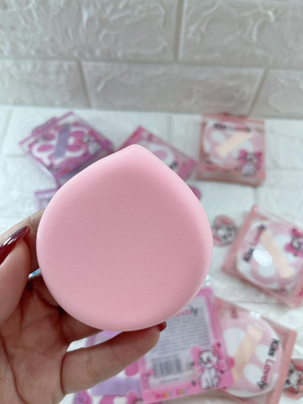 پد آرایشی(پنکک و کرم پودر) پنجه گربه رنگ صورتی