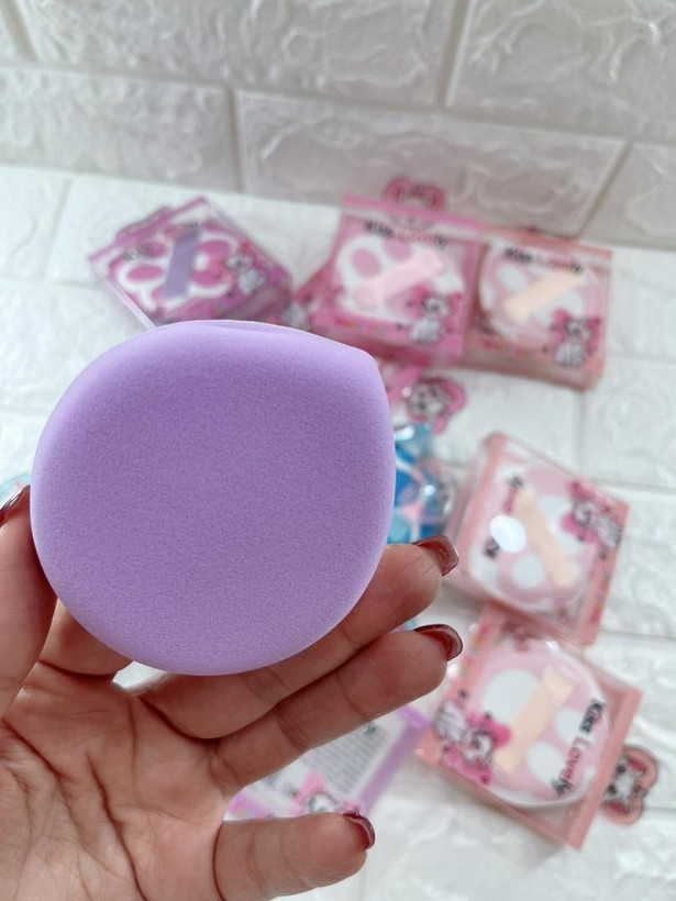 پد آرایشی(پنکک و کرم پودر) پنجه گربه رنگ بنفش